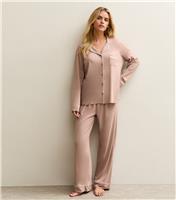 Women's Petite Mink Shirt and Trousers Pyjama Set New Look