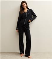 Women's Tall Black Shirt and Trousers Pyjama Set New Look