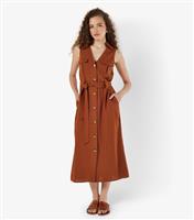 Women's Rust Collared Sleeveless Utility Dress Apricot New Look
