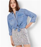 Women's Multicolour Sequin Embellished Mini Skirt Apricot New Look