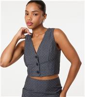 Women's Grey Striped Diamante Embellished Waistcoat Pink Vanilla New Look