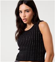 Women's Black Diamante Embellished Vest Pink Vanilla New Look