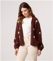 Women's Brown Floral Embroidered Cardigan Blue Vanilla New Look