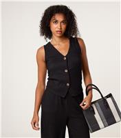 Women's Black Textured Waistcoat Blue Vanilla New Look