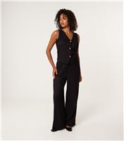 Women's Black Textured Wide Leg Trousers Blue Vanilla New Look