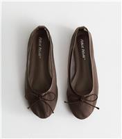 Women's Brown Bow Appliqued Ballet Flats Public Desire New Look
