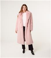 Women's Pink Long Fluffy Faux Fur Coat Blue Vanilla New Look