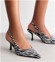 Women's Black Zephyra Zebra Print Slingback Heels Public Desire New Look