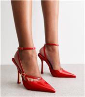 Women's Bright Red Idol Faux Leather Court Heels Public Desire New Look