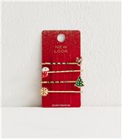 Pack of 4 Gold Tone Christmas Hair Slides New Look