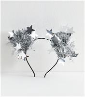 Silver Christmas Tinsel and Star Headband New Look