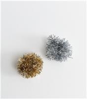 Pack Of 2 Gold and Silver Christmas Tinsel Scrunchies New Look
