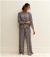 Women's Brown Leopard Print Long Sleeve Top and Trousers Pyjama Set New Look