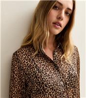 Women's Brown Animal Print Metallic Thread Shirt New Look