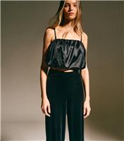 Women's Black Satin Studded Bubble Crop Top New Look