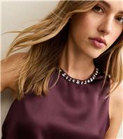 Women's Dark Burgundy Satin Bubble Hem Top New Look