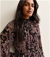 Women's Black Paisley Long Sleeve Blouse New Look