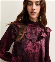 Women's Red Floral Print High Neck Blouse New Look