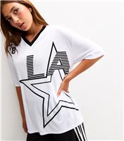 Girls' White LA Star Print Football Top New Look