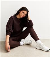 Women's Dark Brown Athleisure Leggings New Look