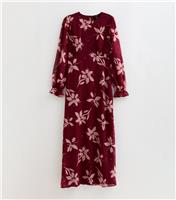 Women's Red Floral Long Sleeve Maxi Dress New Look