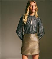 Women's Gold Metallic Twill A-Line Mini Skirt New Look