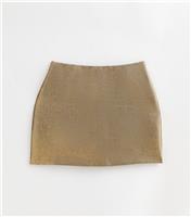Women's Petite Gold Christmas Metallic Twill A-line Mini Skirt New Look
