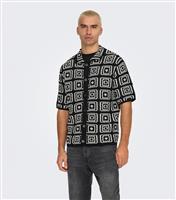 Men's Black Crochet Knit Relaxed Shirt Only and Sons New Look