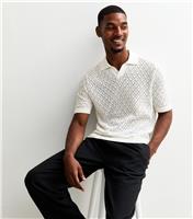 Men's Stone Diamond Open Knit Polo Shirt Only and Sons New Look
