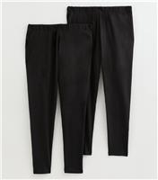 Women's Curve 2 Pack Black Jersey Leggings New Look