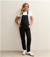Women's Maternity Black Wash Denim Dungarees New Look