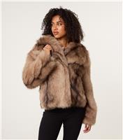 Women's Brown Faux Fur Coat Blue Vanilla New Look