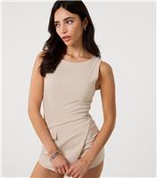 Women's Stone Utility Pocket Playsuit Pink Vanilla New Look