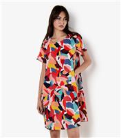 Women's Multicolour Colour Block Leaf Print Swing Dress Apricot New Look