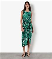 Women's Green Shell Print Tie Waist Midi Skirt Apricot New Look