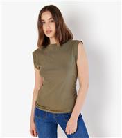 Women's Brown Ruched Side Top Apricot New Look