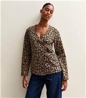 Women's Brown Soft Touch Leopard Print Wrap Cardigan New Look