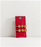 Pack of 2 Gold Tone Present Bow Hair Slides New Look