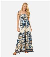 Women's Navy Palm Tree Print Jumpsuit Yumi New Look