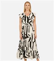 Women's Black Abstract Print Midi Dress Yumi New Look