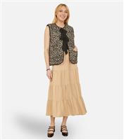 Women's Stone Button Front Tiered Gypsy Skirt Yumi New Look