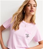 Women's Pink Daisy Print Chest Pocket T-Shirt New Look
