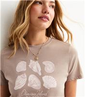 Women's Brown Shell Print T-Shirt New Look