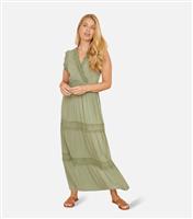 Women's Light Green Lace Trim Maxi Dress Yumi New Look