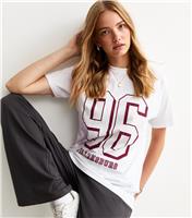 Women's White 96 Print Oversized T-Shirt New Look