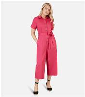 Women's Pink Twill Cropped Jumpsuit Yumi New Look