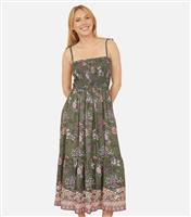 Women's Green Paisley Print Smocked Dress Yumi New Look