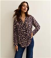 Women's Tall Brown Speckled Print Shirt New Look