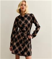 Women's Black Check Mini Shirt Dress New Look