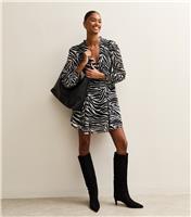 Women's Black Zebra Print Chiffon Mini Dress New Look